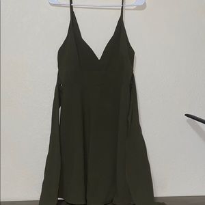 lovely day, olive green spaghetti strapped dress